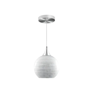 PENDENTE VIDRO BLUMENAU BRANCO CROMADO RISCADO