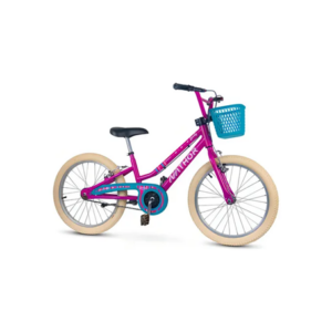 BICICLETA ARO 20 LOVELY ROSA/AZL COM CESTO